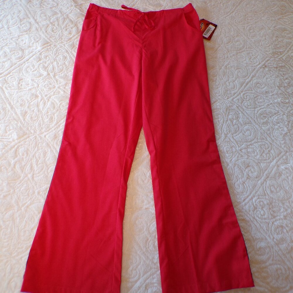 DICKIES NWT Red Scrub Pant Style 52311 Large Unisex Blue White & Red Pin Stripe